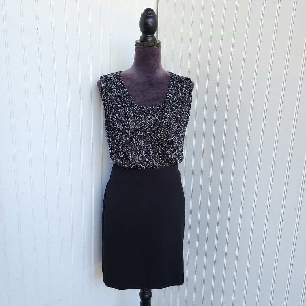 Ann Taylor Loft Dress Womens Gray Black Reptile Career Pencil Dress Size 4